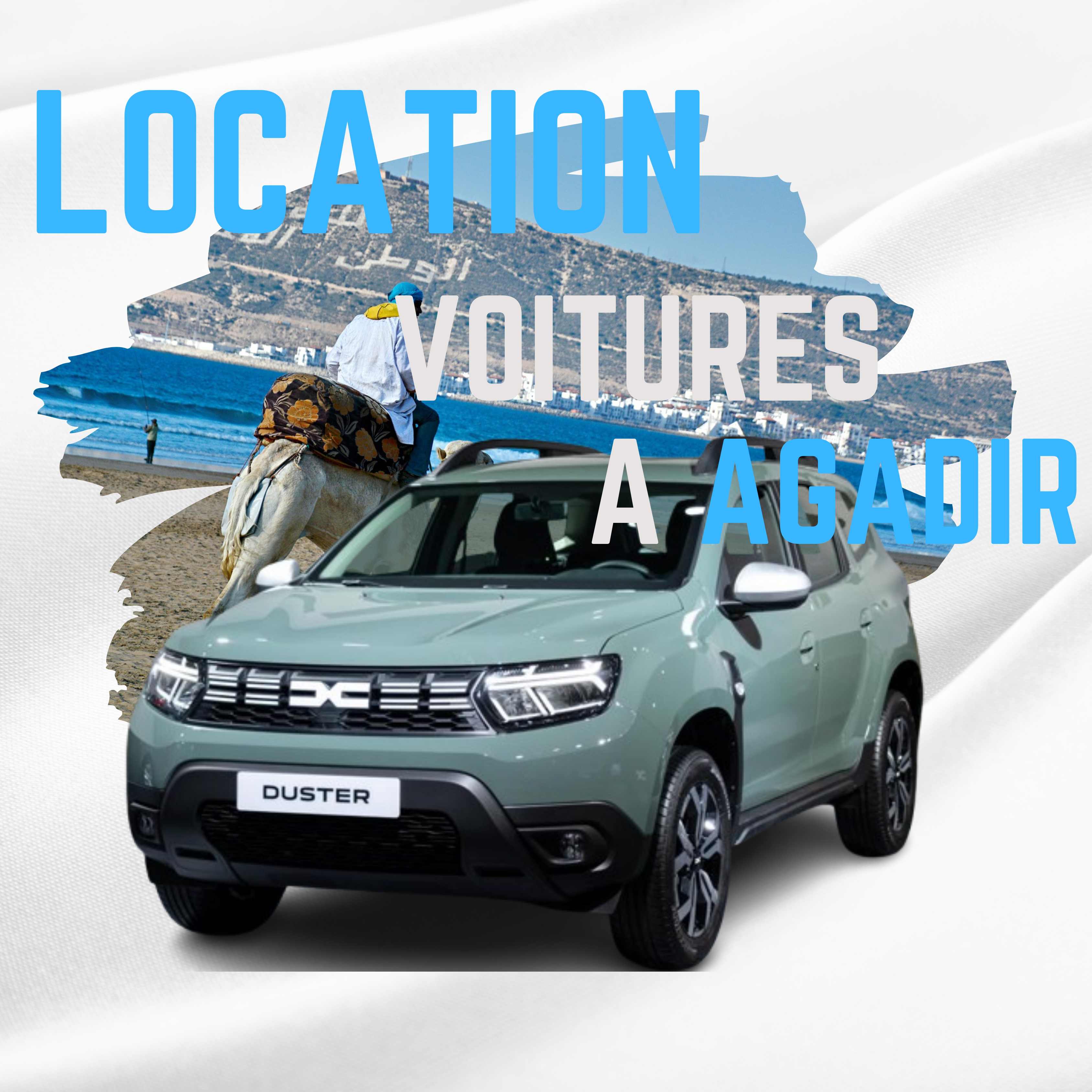 Location voiture Agadir - Dacia Duster avec plages et montagnes d'Agadir, service de location de voitures à Agadir